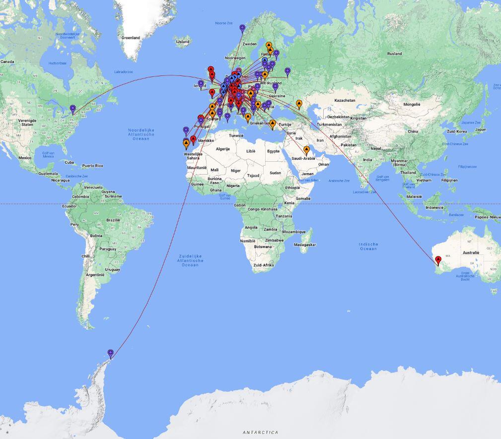 Alle FT8 verbindingen met de QDX