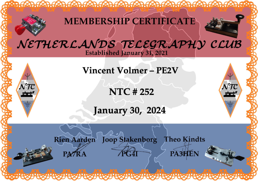 NTC (Netherlands Telegraphy Club – PI4NTC) - PE2V 252