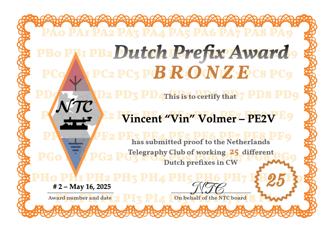 Dutch Prefix Award NTC