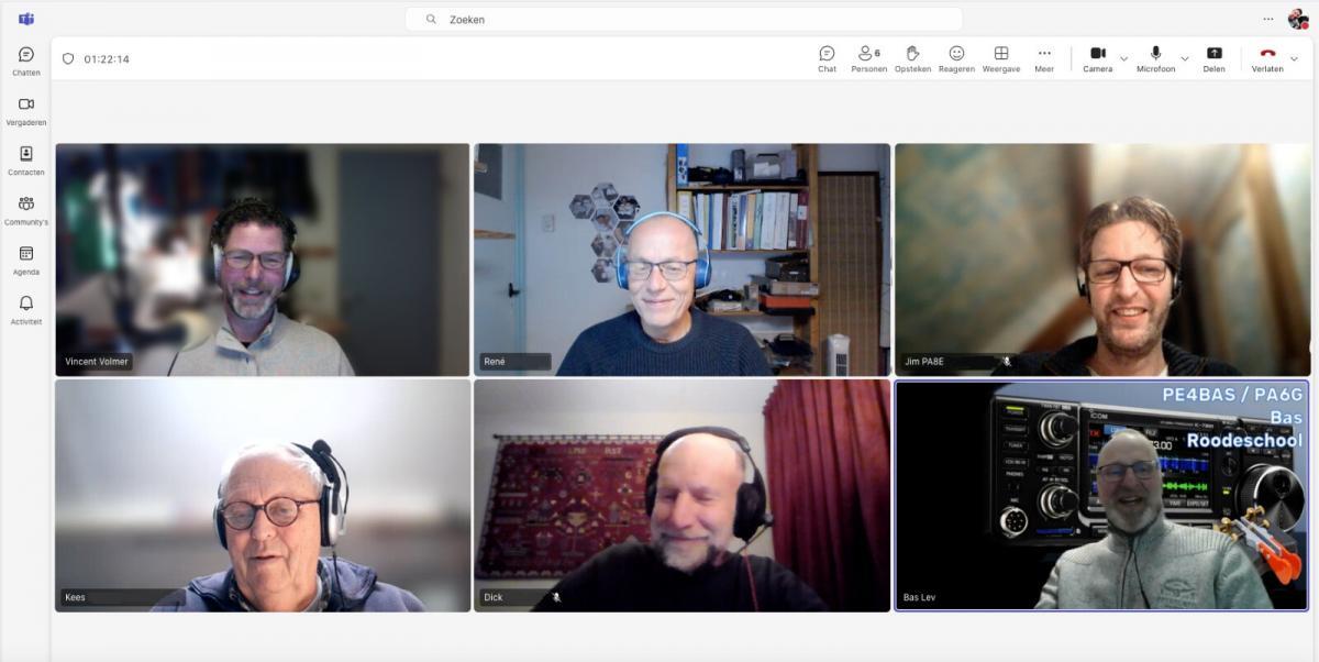 Dick PA1DI Bas PE4BAS Kees PA3KL en Jim PA8E CWops CW Academy Intermediate